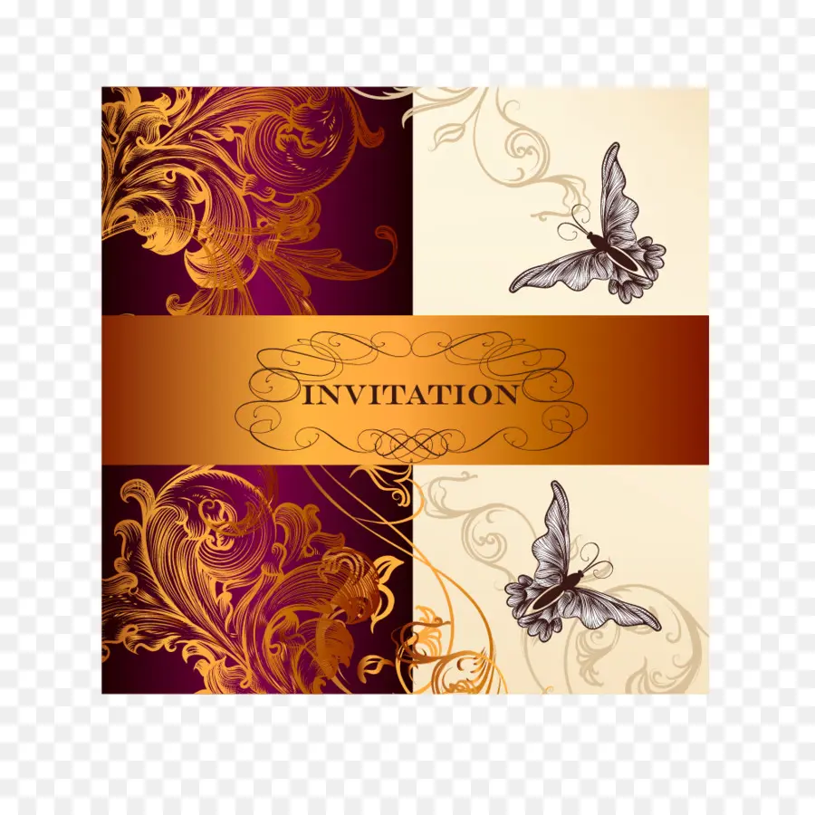 Carte D'invitation，Papillon PNG