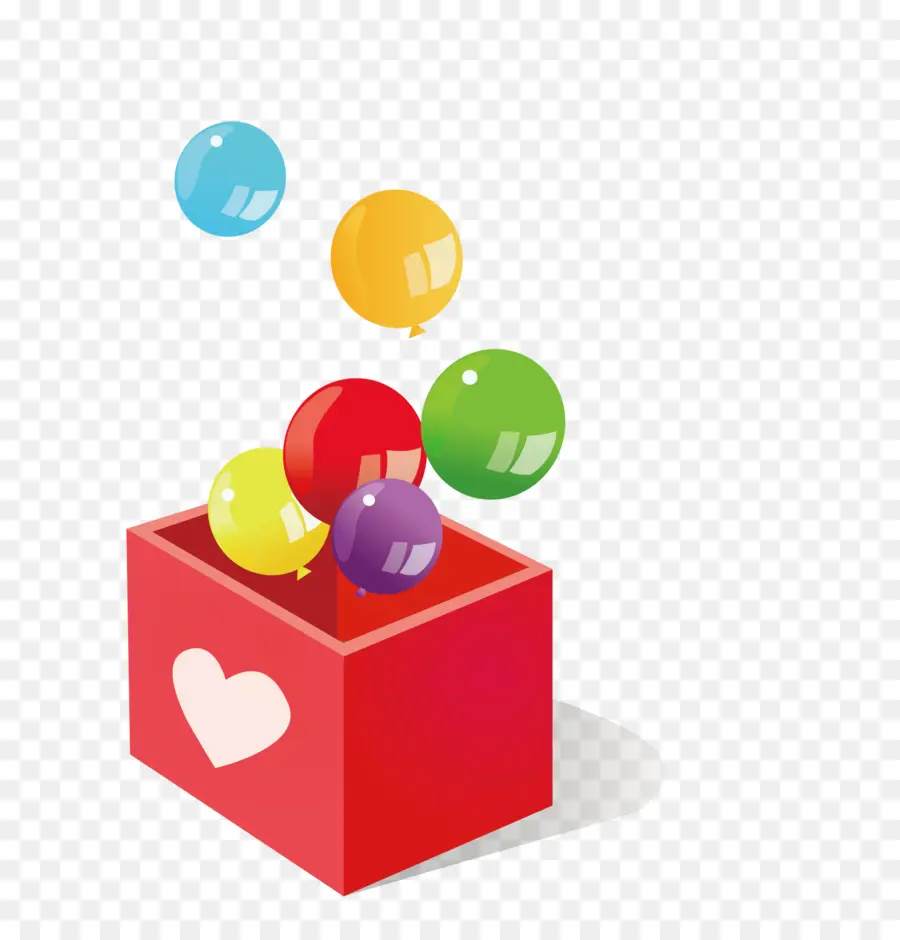 Coffret Cadeau Avec Ballons，Cœur PNG