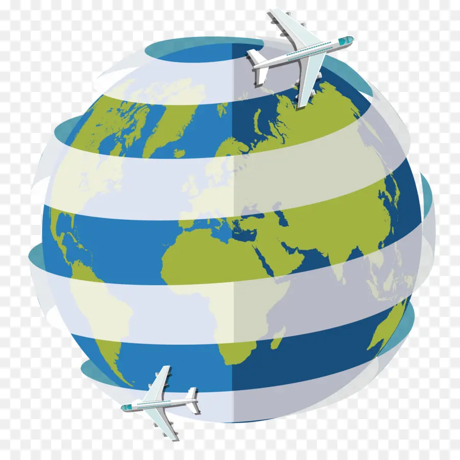 Globe Avec Des Avions，Monde PNG