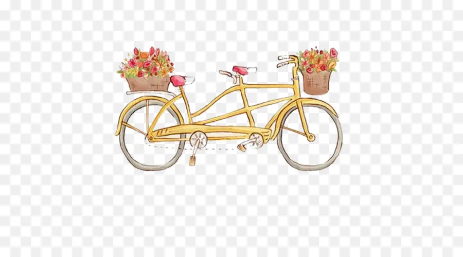 Vélo Tandem，Fleurs PNG