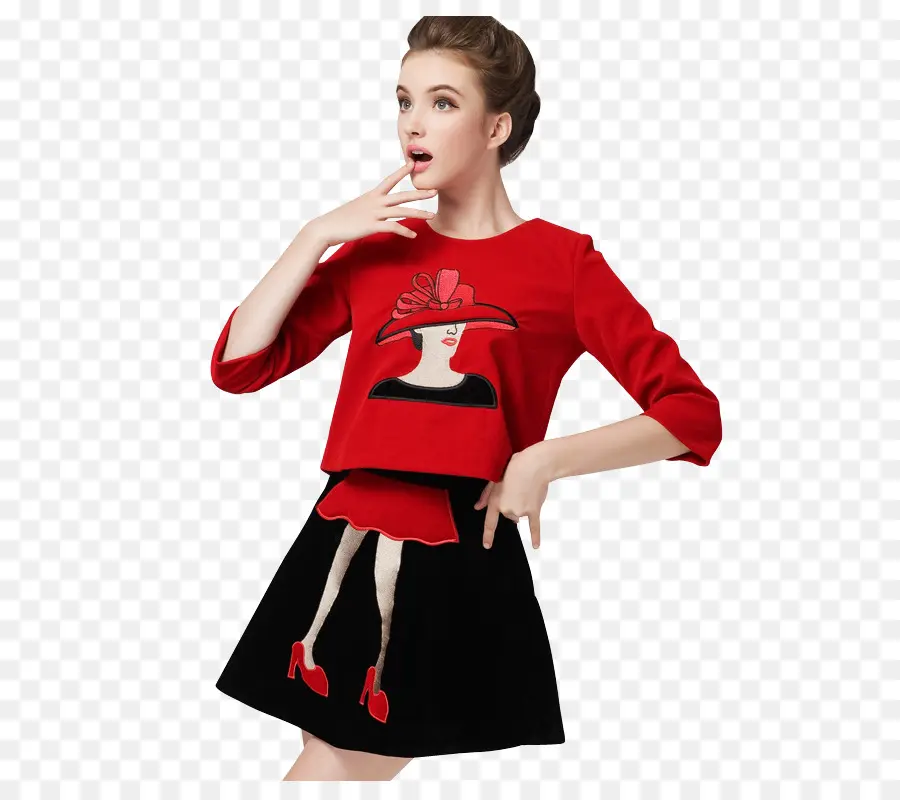 Tenue De Mode，Rouge PNG