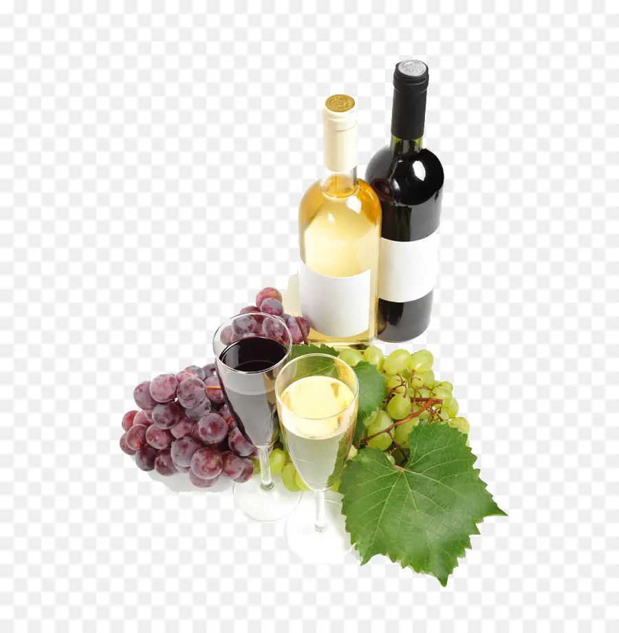 Bouteilles De Vin，Raisins PNG