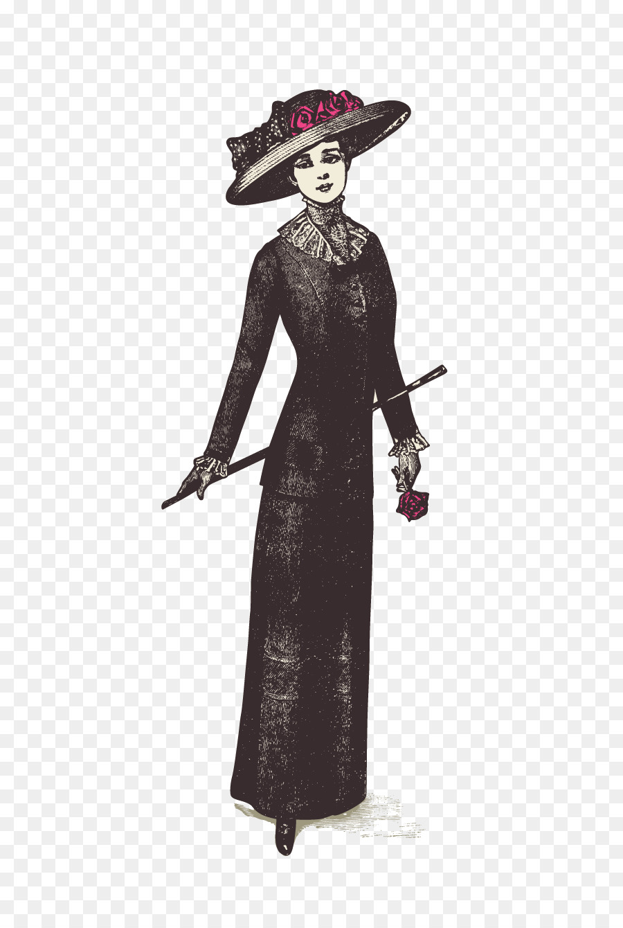 Femme En Robe Vintage，Chapeau PNG