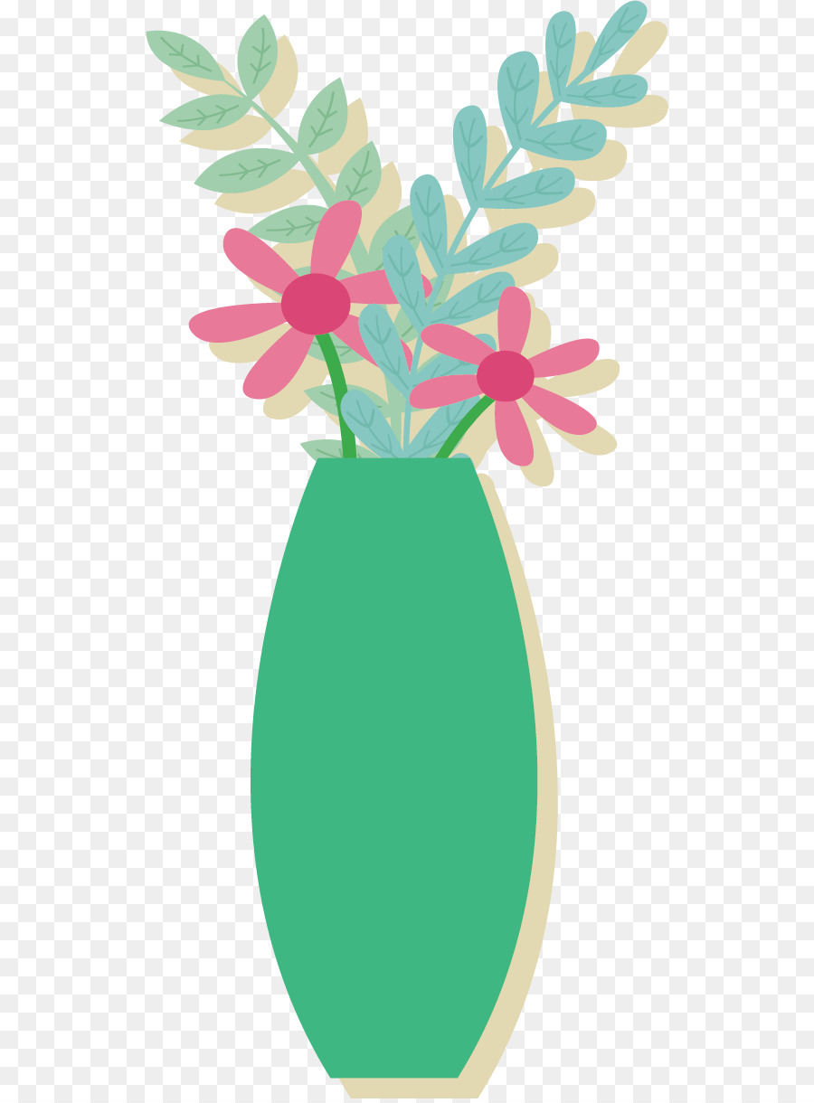 Vase Avec Des Fleurs，Vert PNG