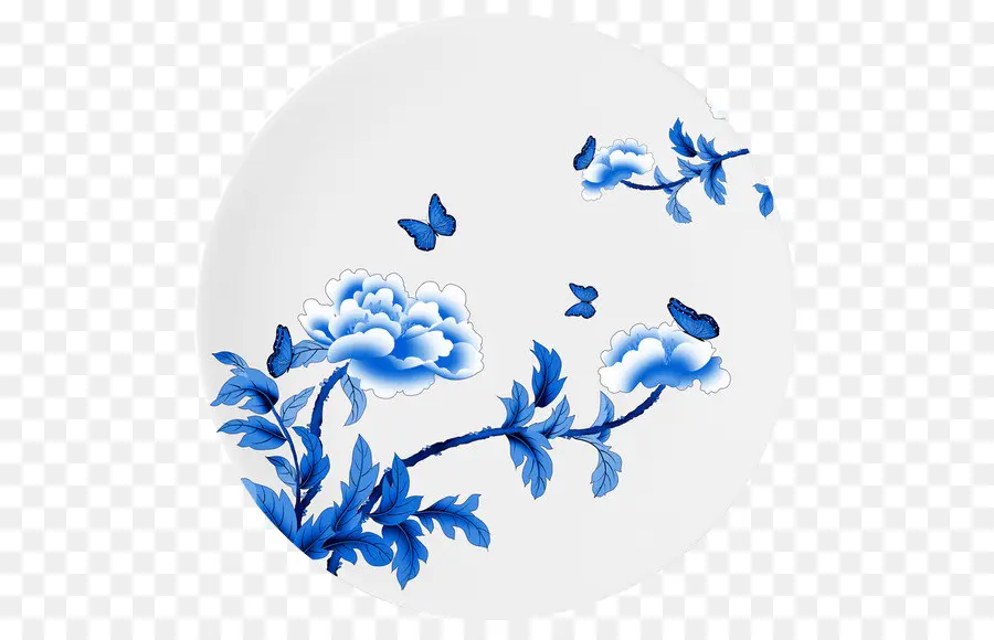 Fleurs Bleues，Papillons PNG