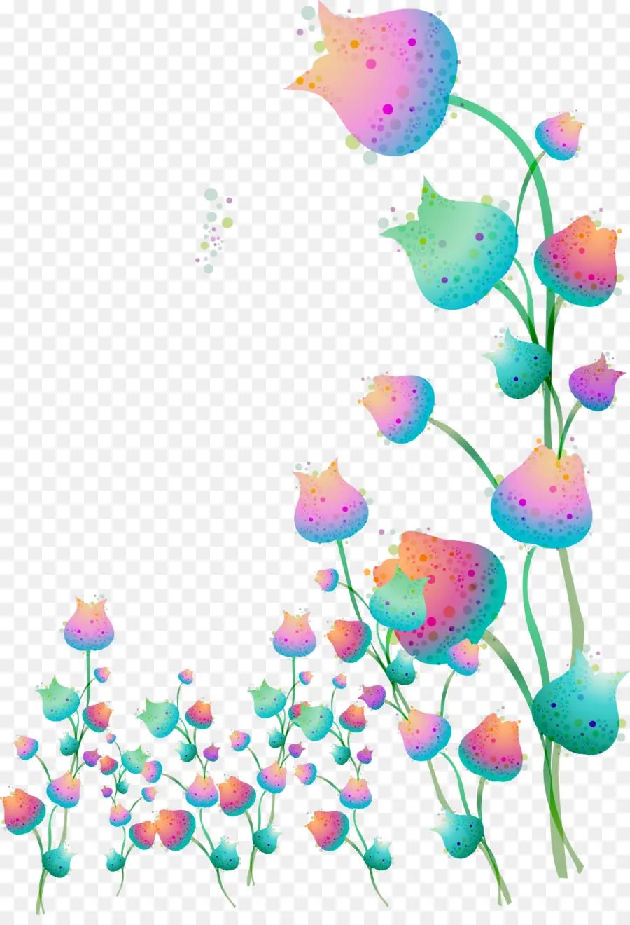 Fleurs Colorées，Tiges PNG