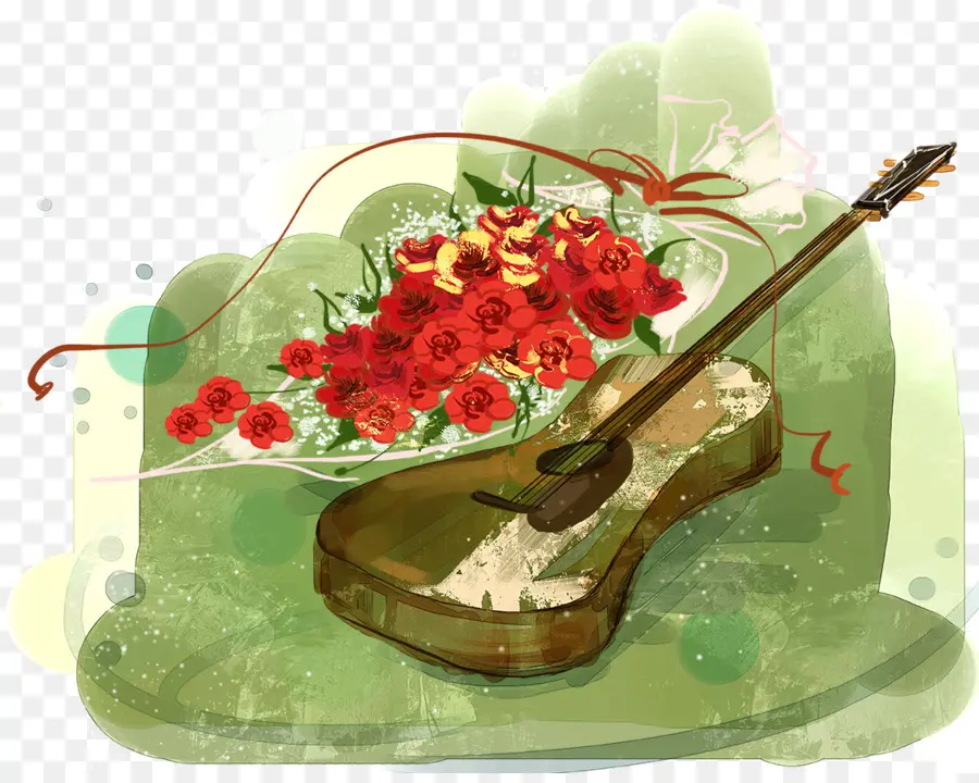 Guitare，Fleurs PNG