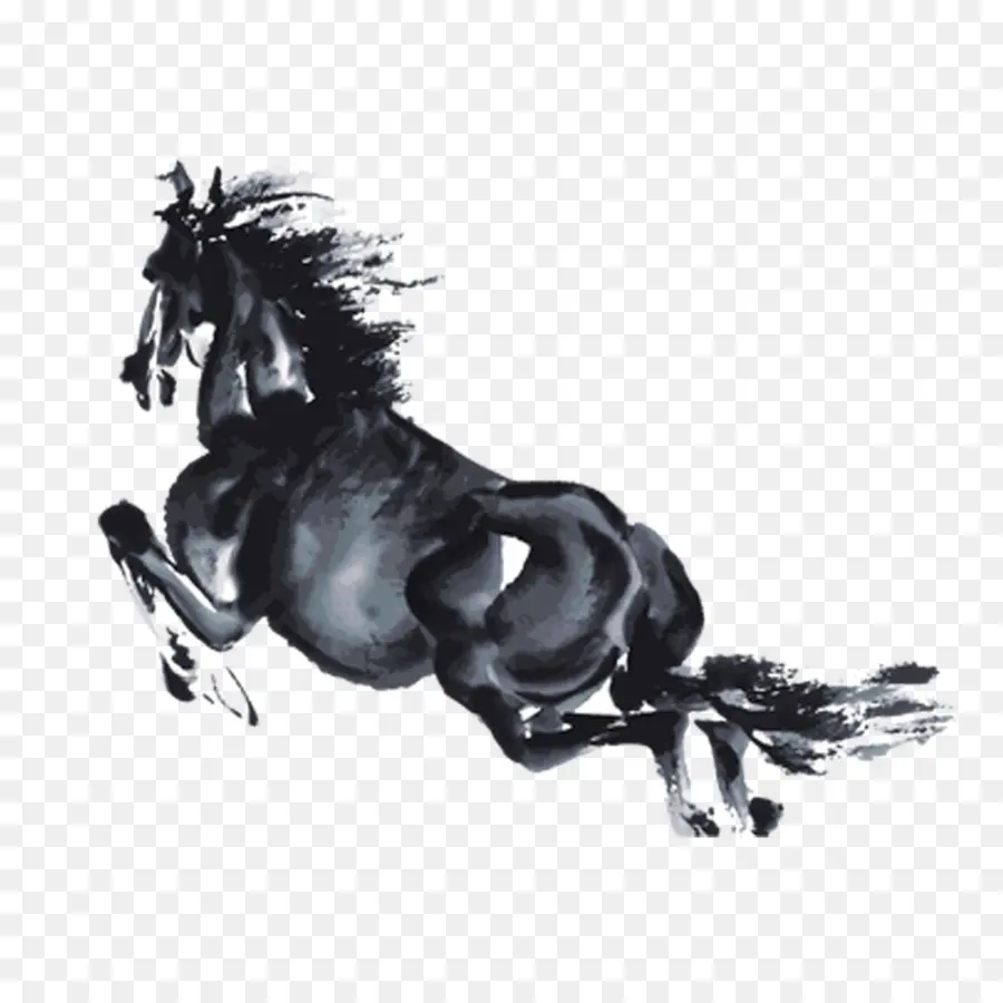 Cheval Qui Court，Noir PNG