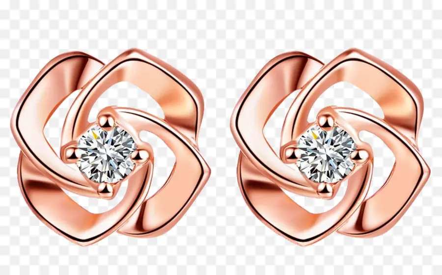 Boucles D'oreilles En Or Rose，Diamant PNG