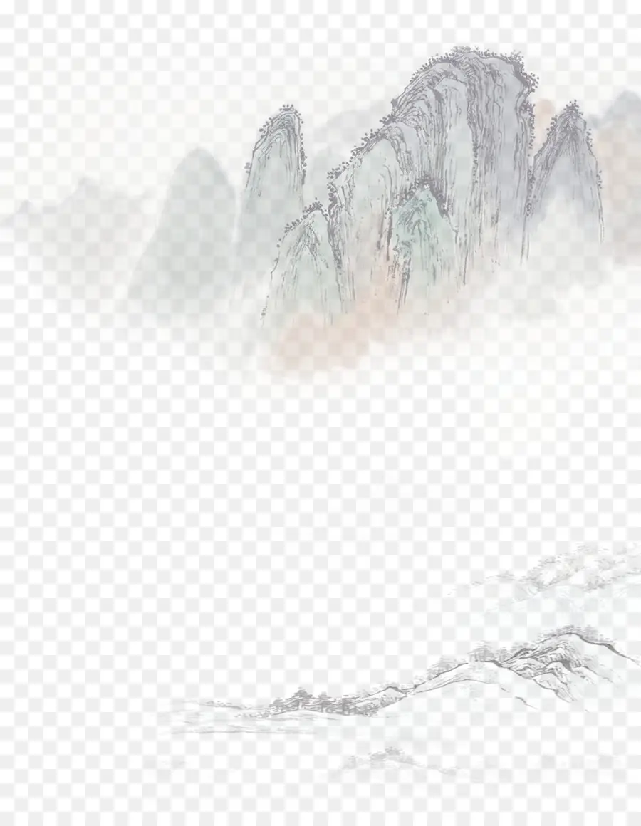 Shan Shui，Lavis à L Encre De Peinture PNG