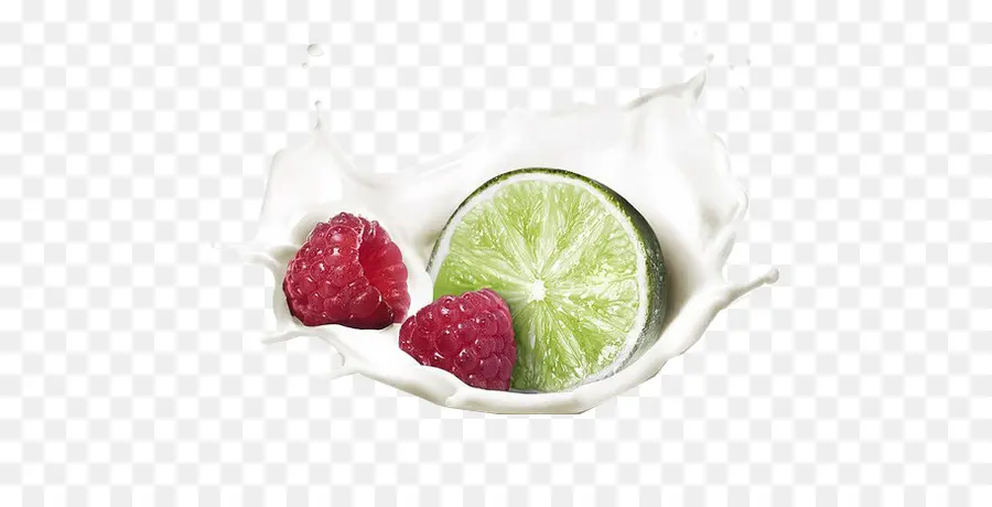 Citron Vert Et Framboises，Éclaboussure De Lait PNG