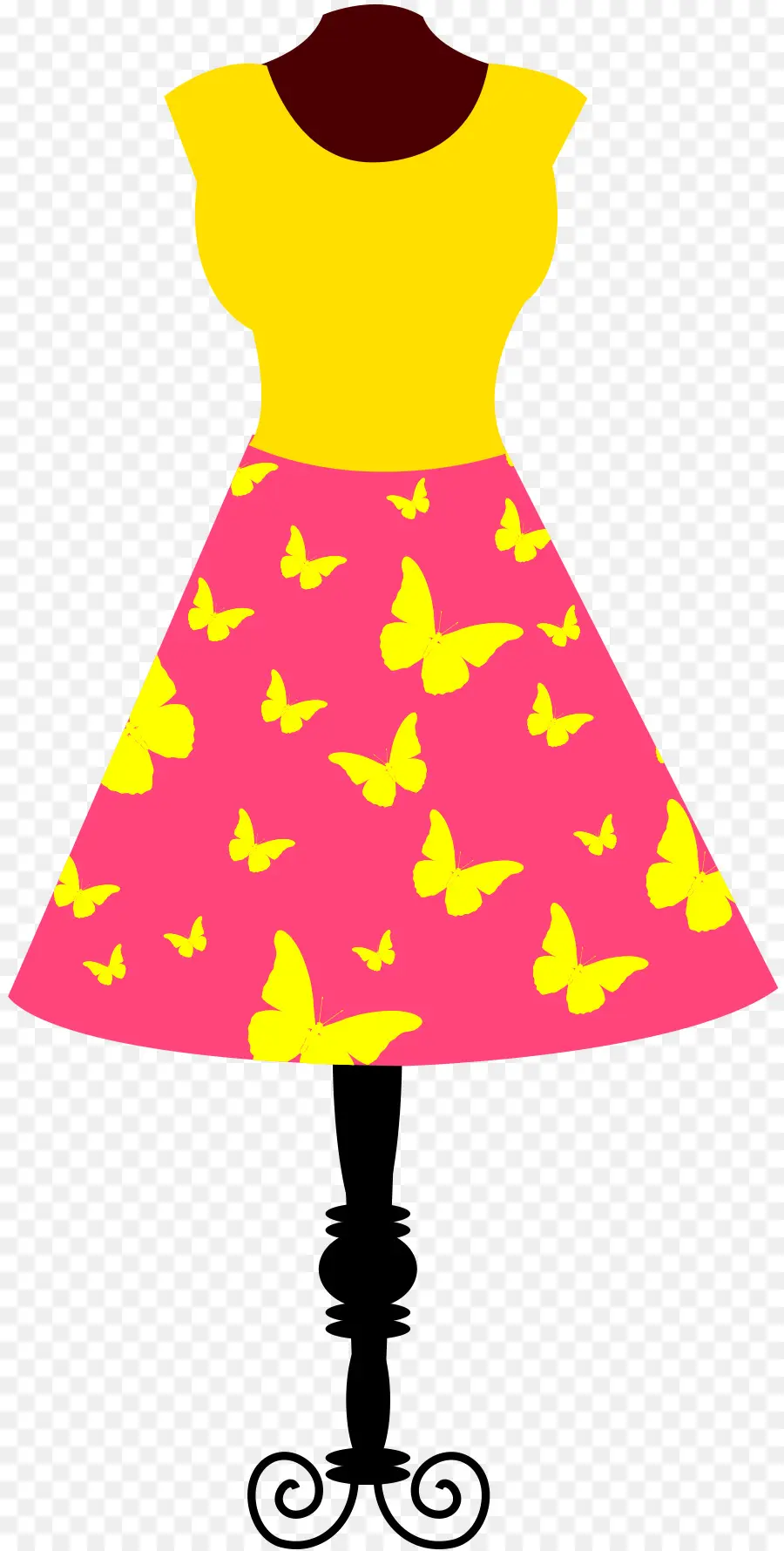 Robe Jaune Et Rose，Papillons PNG