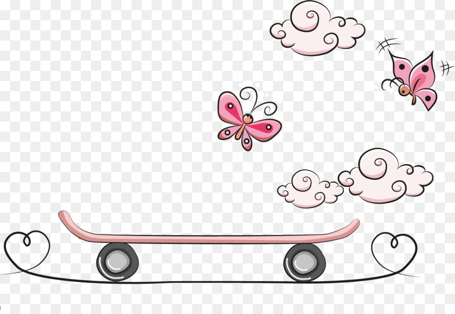 Skateboard，Papillons PNG