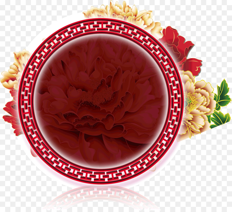 Assiette Décorative Rouge，Fleurs PNG