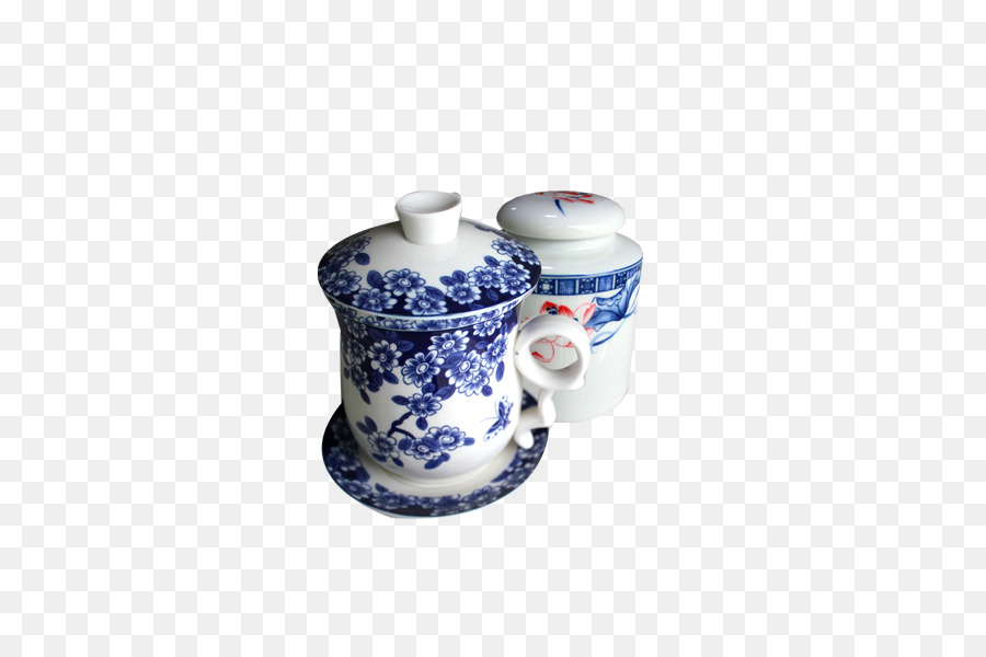 Tasse En Porcelaine，Bleu Fleuri PNG