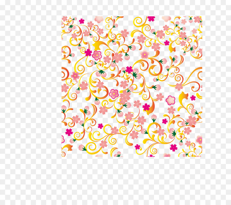 Motif Floral，Orange PNG