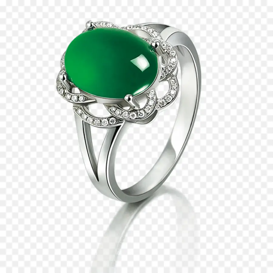 Bague Gemme Verte，Bague En Argent PNG