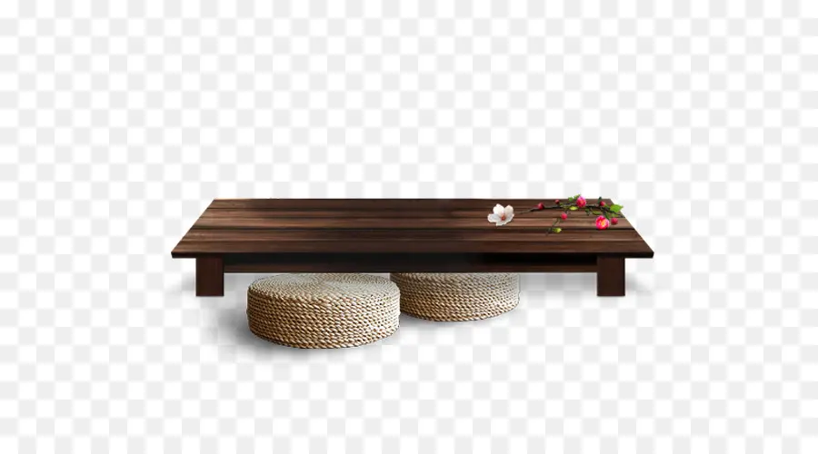 Table En Bois Avec Coussins，Coussins PNG