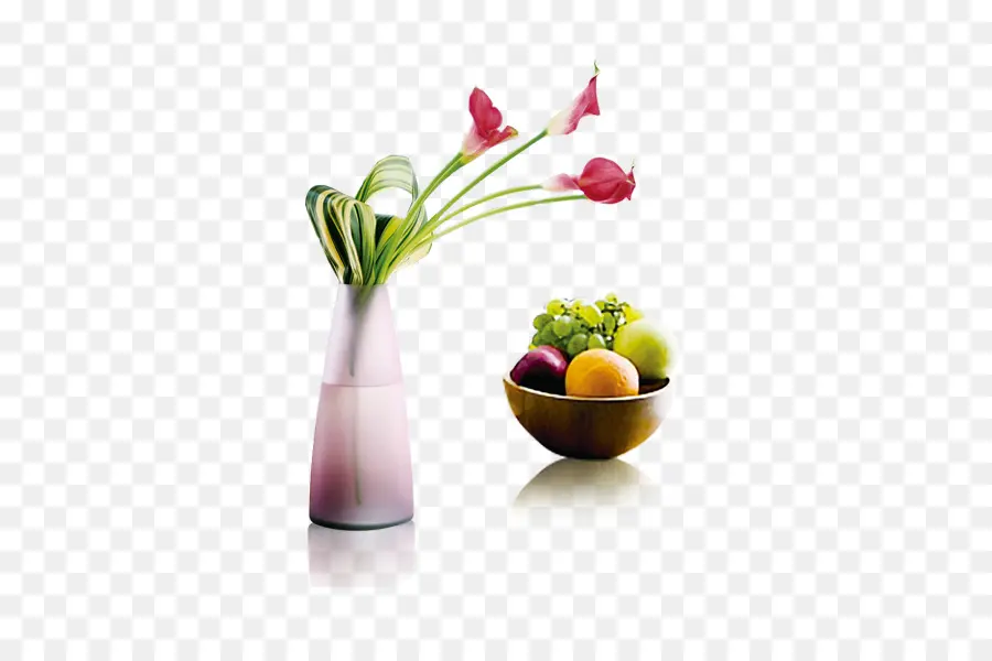 Vase Et Bol à Fruits，Fleurs PNG