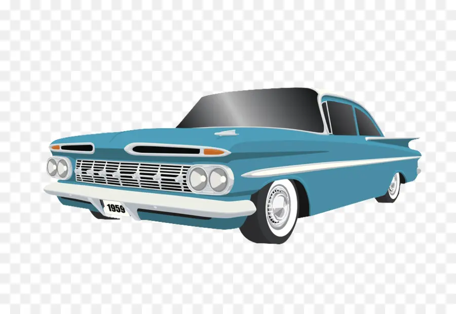 Voiture Classique Bleue，Ancien PNG