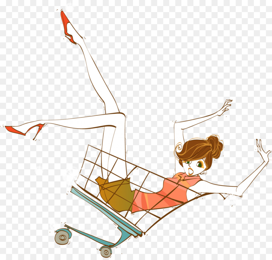 Femme Shopping，Panier PNG