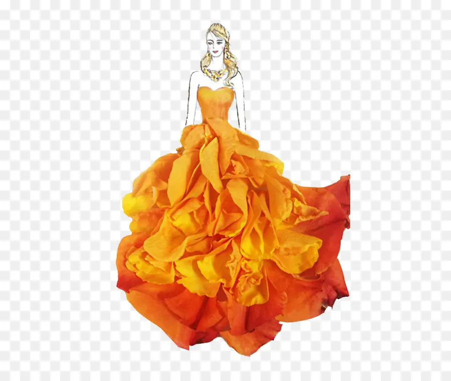 Robe Orange，Femme PNG