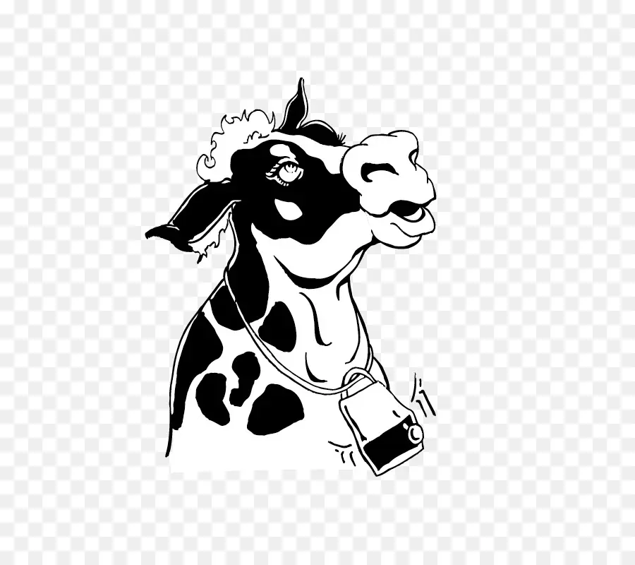 Vache Avec Cloche，Noir Et Blanc PNG