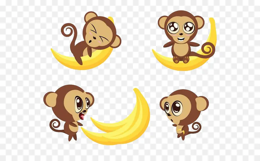 Singe，Banane PNG