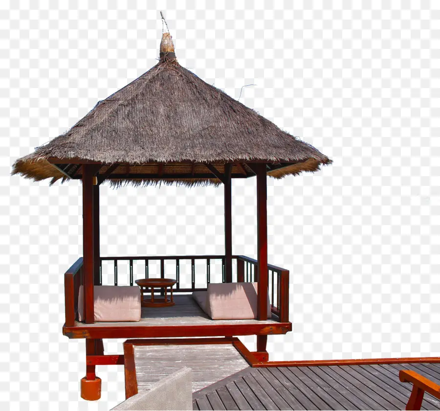 Gazebo Au Toit De Chaume，En Bois PNG