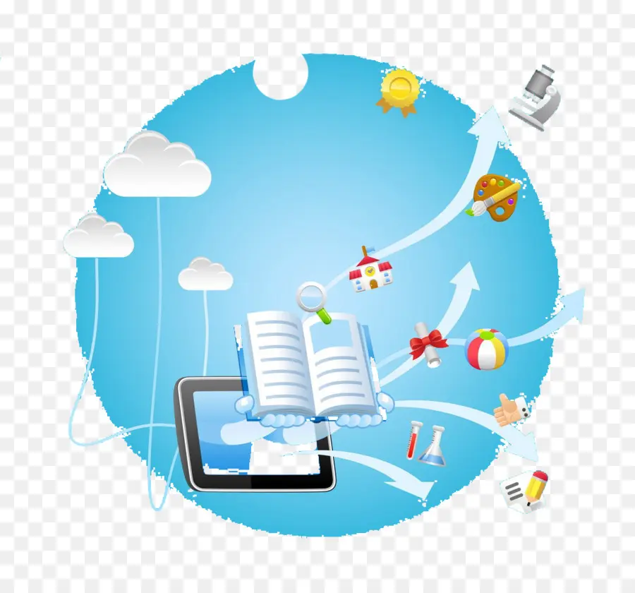 Livre Ouvert Et Tablette，Nuage PNG