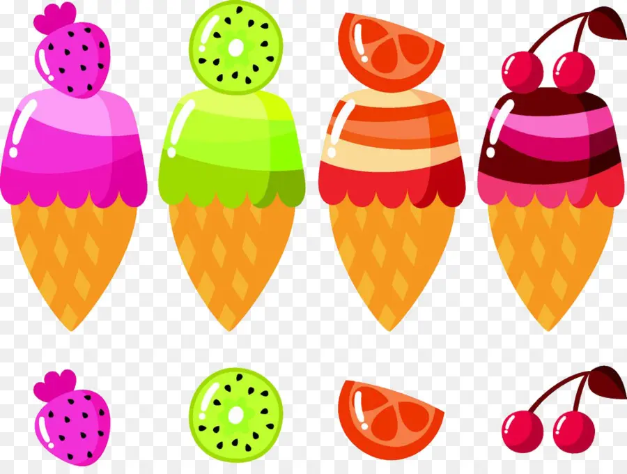 Cornets De Crème Glacée，Fruit PNG