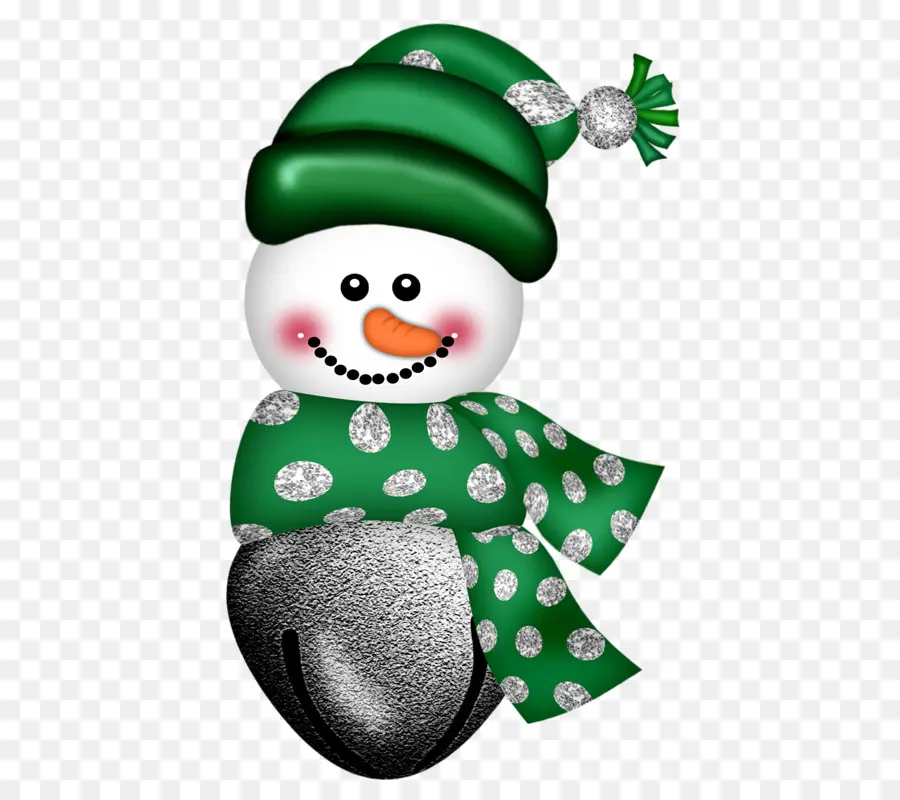 Bonhomme De Neige Au Chapeau Vert，Hiver PNG