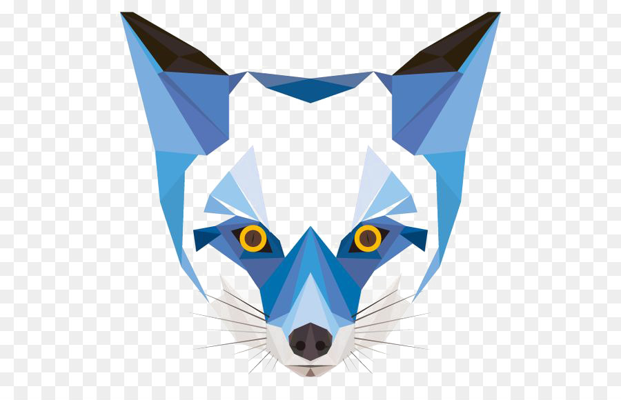 Renard Géométrique，Bleu PNG