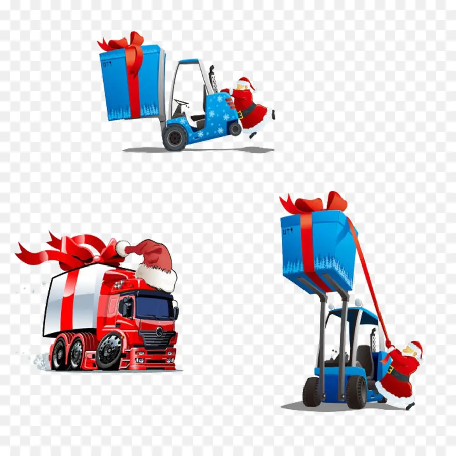 Père Noël Avec Des Cadeaux，Camion PNG