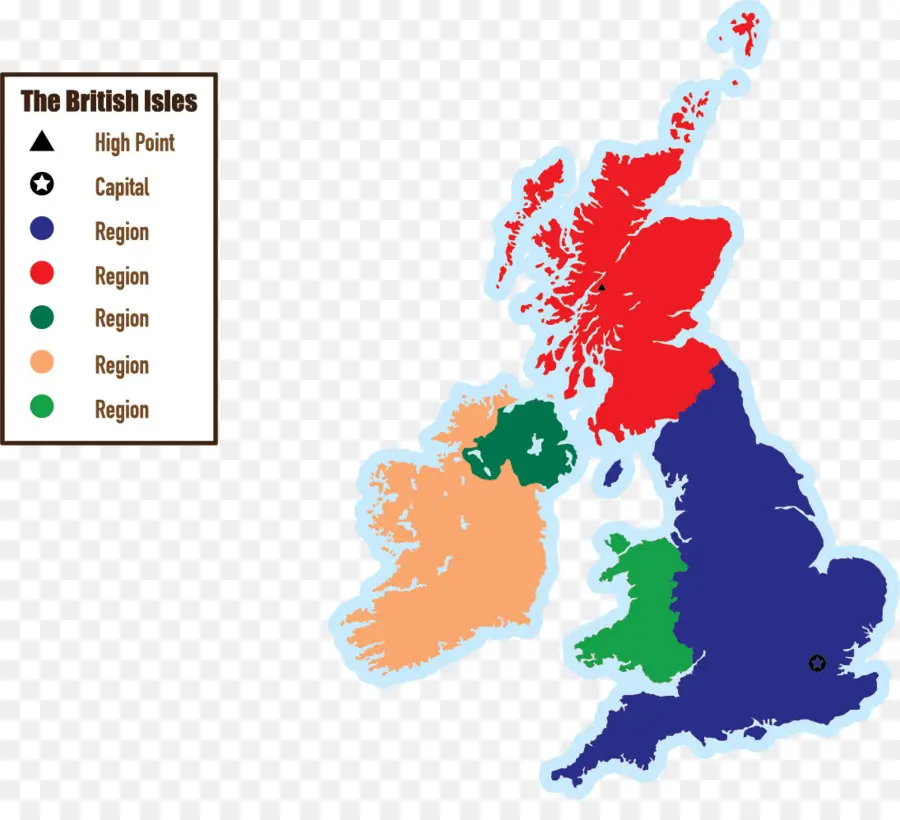 Carte Des îles Britanniques，Régions PNG