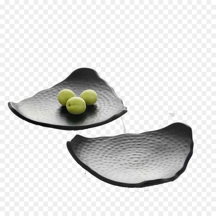 Assiettes Noires Avec Raisins，Portion PNG