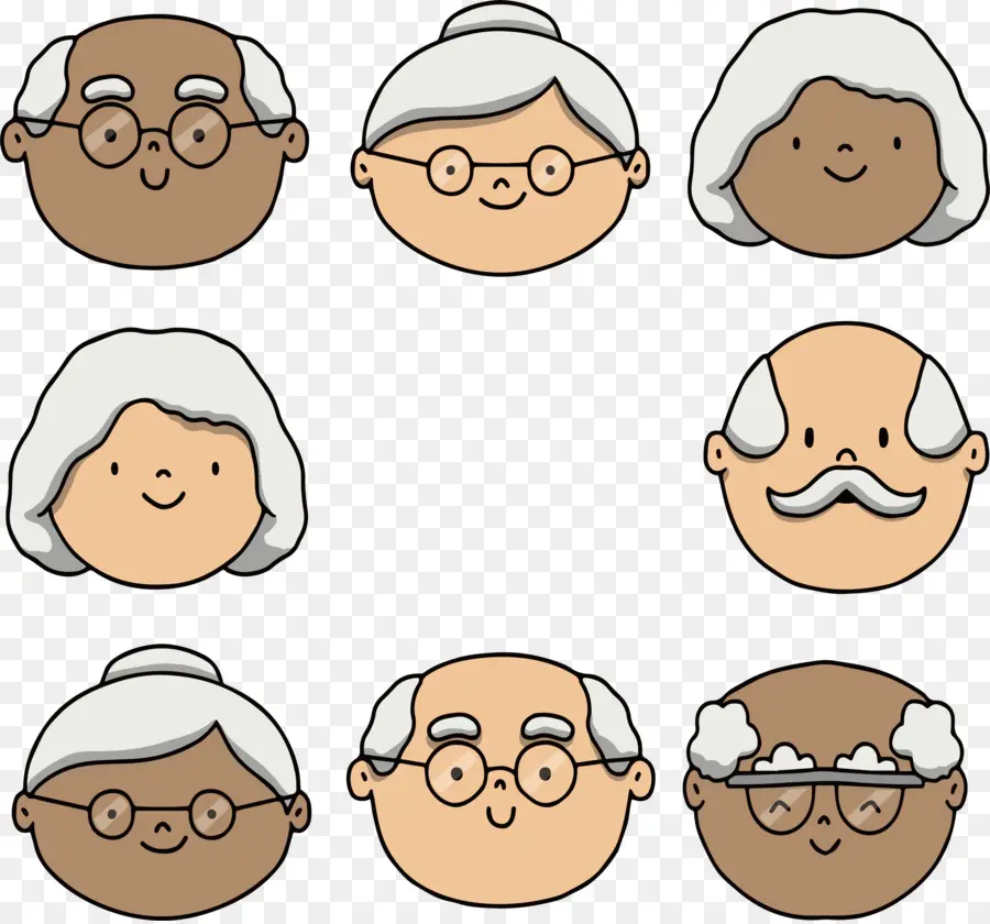 Visages âgés，Dessin Animé PNG