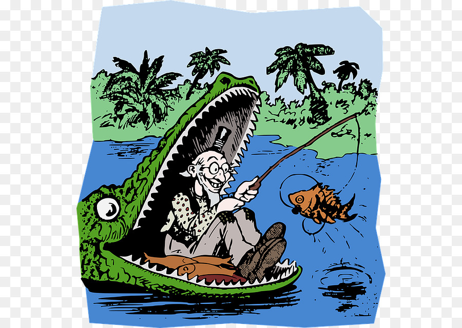 Homme Pêchant Dans La Gueule Du Crocodile，Pêche PNG