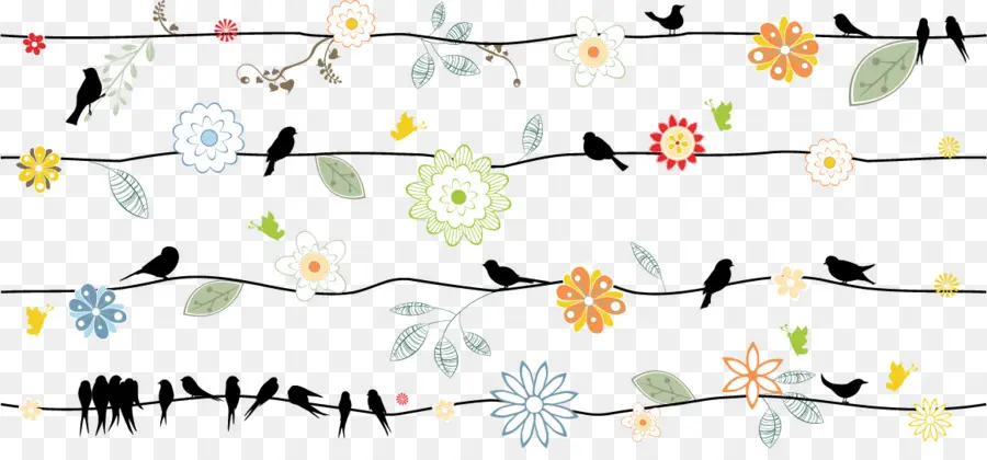 Oiseaux Sur Les Branches，Fleurs PNG