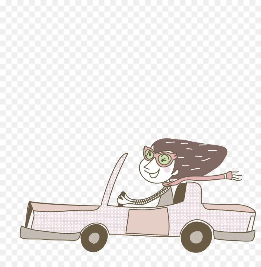 Femme De Dessin Animé En Voiture，Conduite PNG