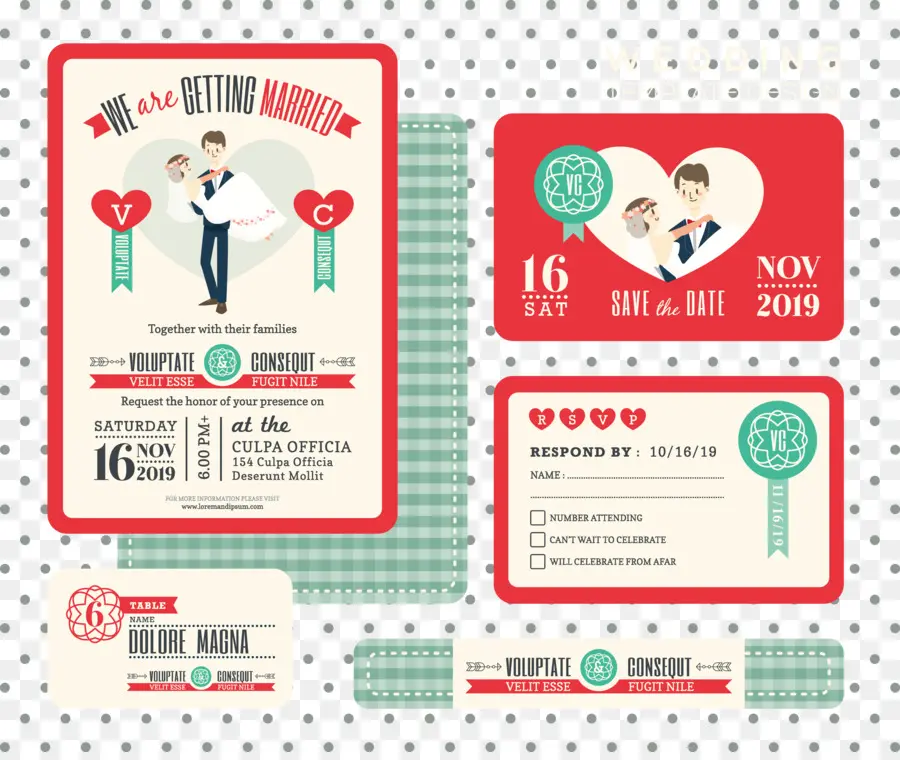 Ensemble D'invitations De Mariage，Invitation PNG