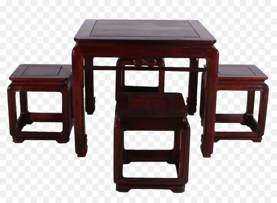 Table Et Tabourets，En Bois PNG