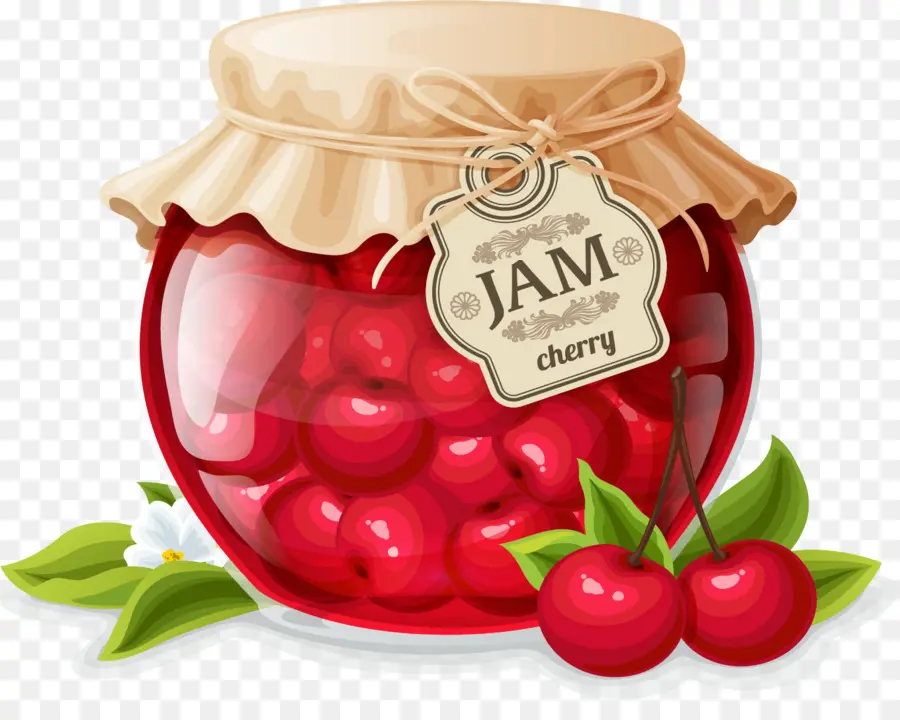 Pot De Confiture De Cerises，Cerise PNG