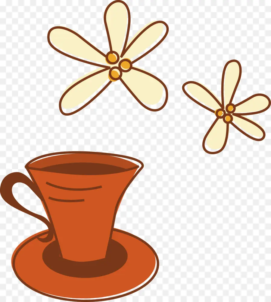 Tasse à Café De Dessin Animé，Fleurs PNG