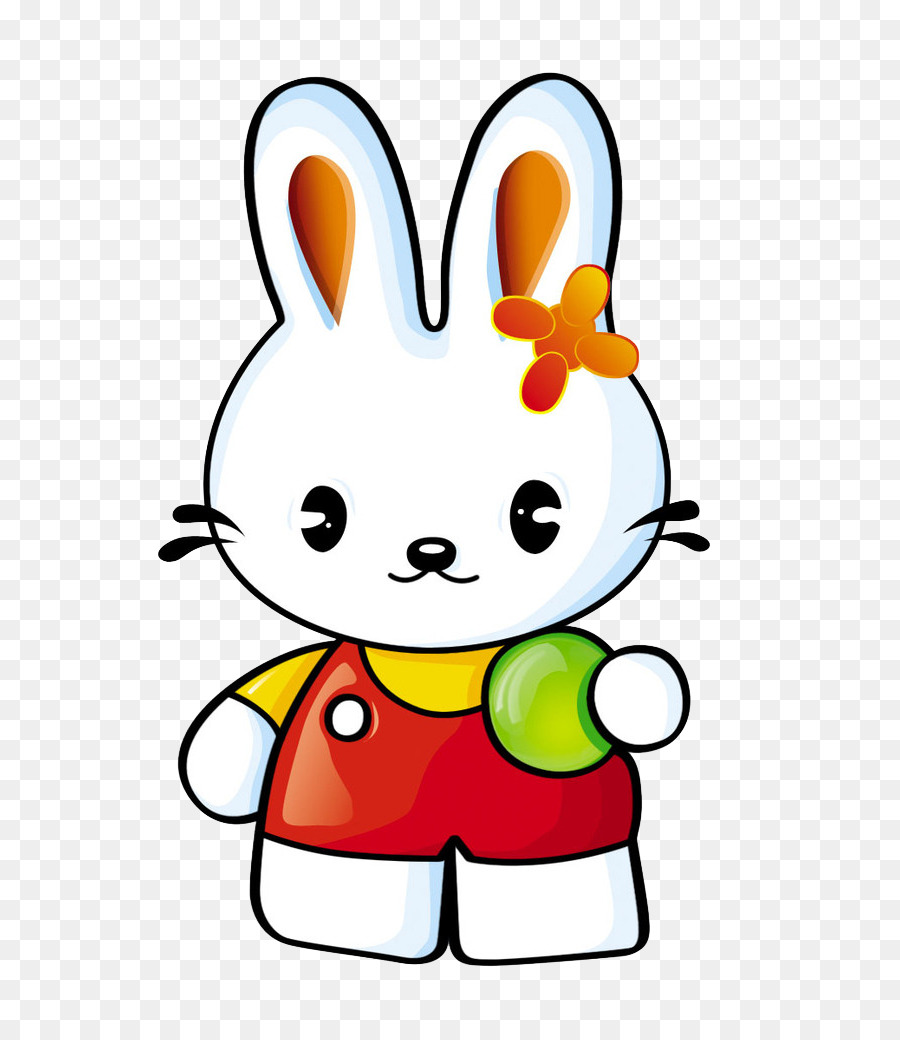 Lapin Avec Fleur，Mignon PNG