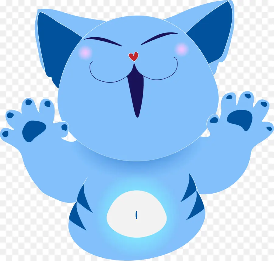 Chat De Dessin Animé Bleu，Mignon PNG