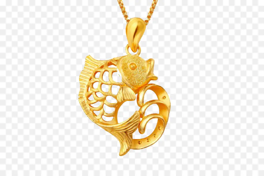 Pendentif Poisson En Or，Collier PNG