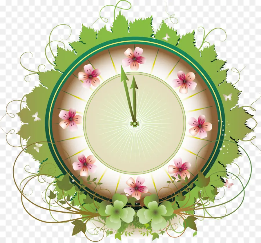 Horloge Florale，Nature PNG