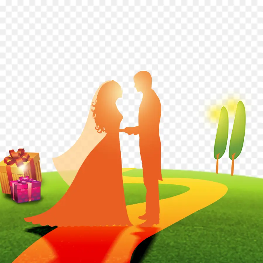 Silhouette De Couple De Mariage，Mariage PNG