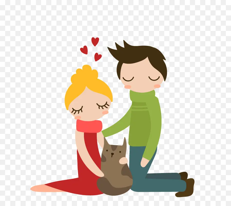 Couple Avec Chat，Amour PNG